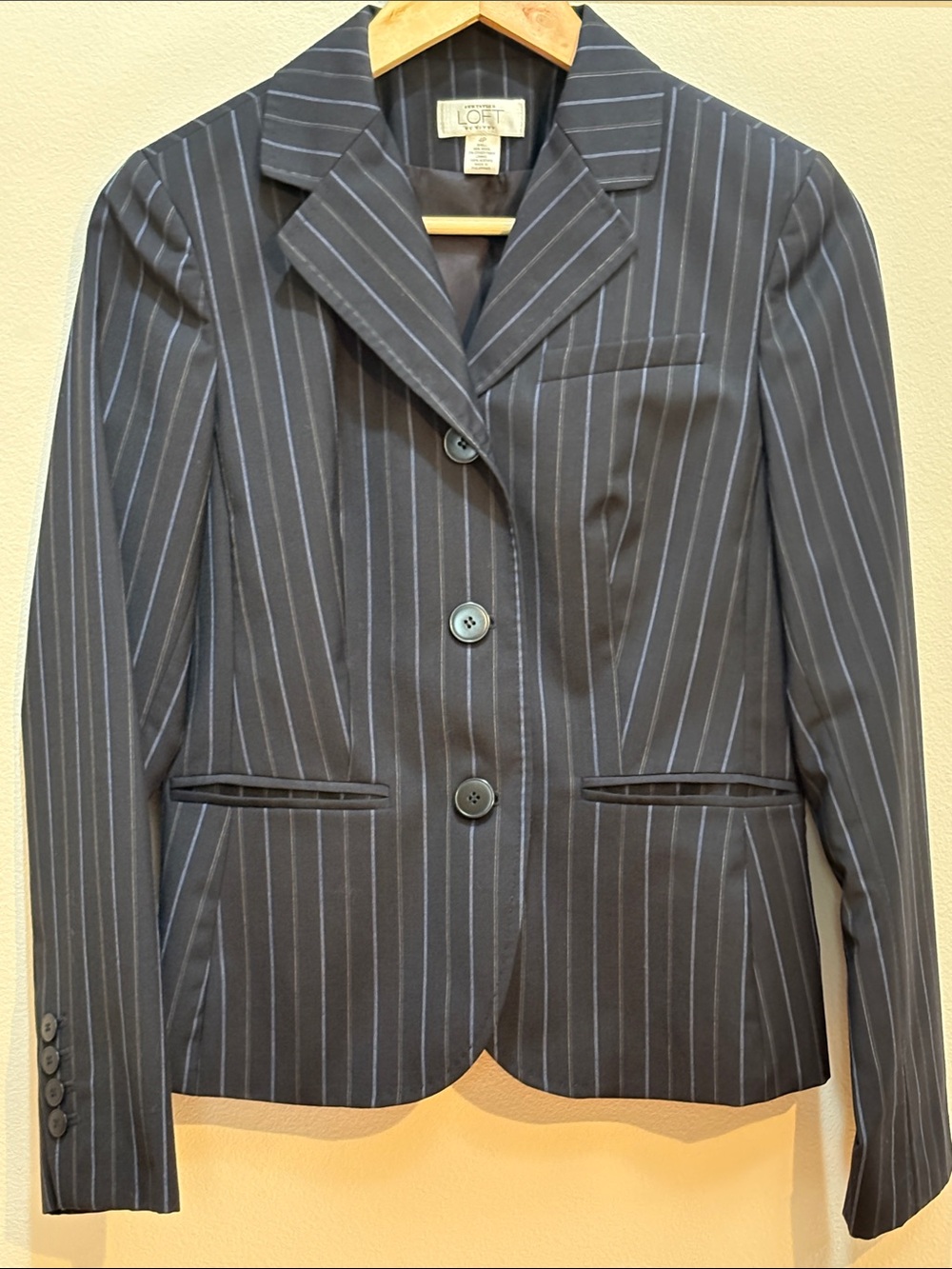 LOFT Navy Pinstripe Women's Blazer - Picture 11 of 12